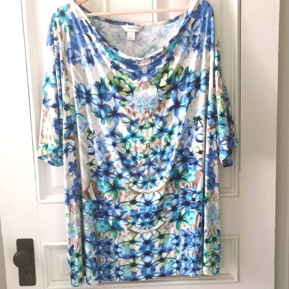 CJ banks flowery summer top. Short sleeve. Size 2 X.. EUC